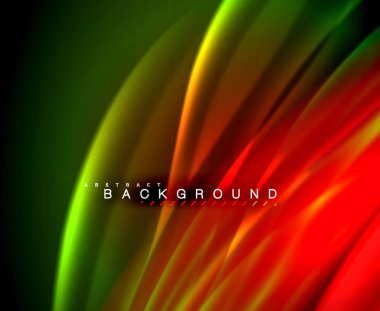 Neon parlayan dalga, sihirli enerji ve ışık arka plan. Vektör duvar kağıdı şablonu