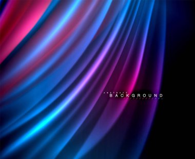 Neon parlayan dalga, sihirli enerji ve ışık arka plan. Vektör duvar kağıdı şablonu