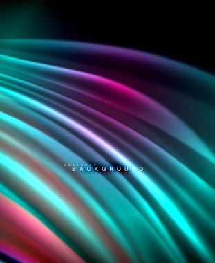 Neon parlayan dalga, sihirli enerji ve ışık arka plan. Vektör duvar kağıdı şablonu