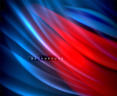 Neon parlayan dalga, sihirli enerji ve ışık arka plan. Vektör duvar kağıdı şablonu