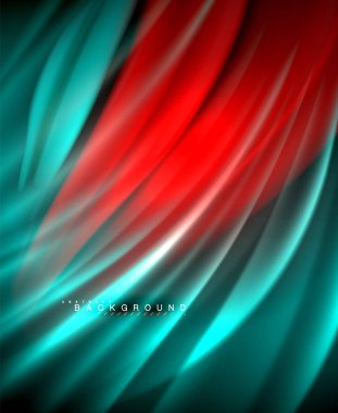 Neon parlayan dalga, sihirli enerji ve ışık arka plan. Vektör duvar kağıdı şablonu