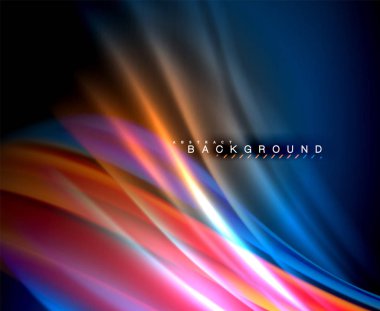 Neon parlayan dalga, sihirli enerji ve ışık arka plan. Vektör duvar kağıdı şablonu