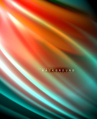 Neon parlayan dalga, sihirli enerji ve ışık arka plan. Vektör duvar kağıdı şablonu