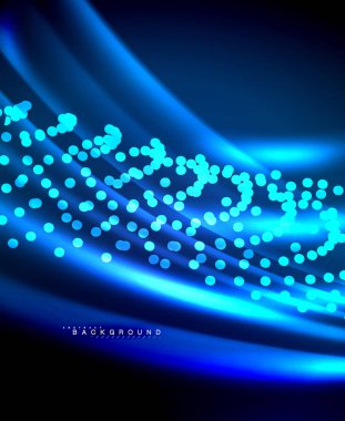 Neon parlayan techno hatları, yüksek teknoloji fütüristik arka plan şablonu kare şekilleri ile