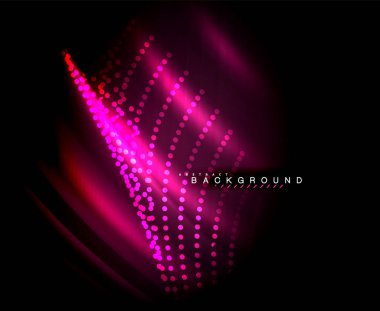 Neon parlayan tekno çizgiler, kare şekilli ileri teknoloji soyut arka plan şablonu. vektör illüstrasyonu