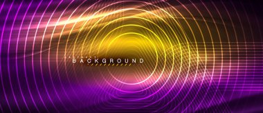 Neon parlayan çizgiler, sihirli enerji uzay ışığı konsepti, soyut arka plan duvar kağıdı tasarımı