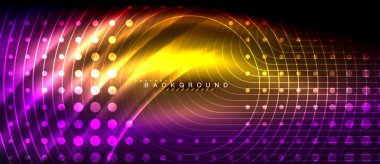 Neon parlayan çizgiler, sihirli enerji uzay ışığı konsepti, soyut arka plan duvar kağıdı tasarımı