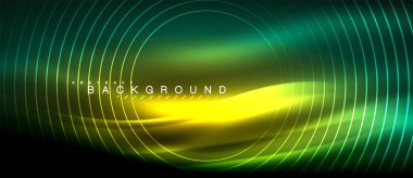 Neon parlayan çizgiler, sihirli enerji uzay ışığı konsepti, soyut arka plan duvar kağıdı tasarımı