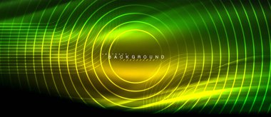 Neon parlayan çizgiler, sihirli enerji uzay ışığı konsepti, soyut arka plan duvar kağıdı tasarımı