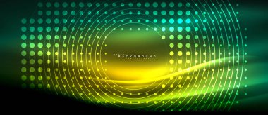 Neon parlayan çizgiler, sihirli enerji uzay ışığı konsepti, soyut arka plan duvar kağıdı tasarımı