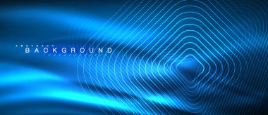 Neon parlayan çizgiler, sihirli enerji uzay ışığı konsepti, soyut arka plan duvar kağıdı tasarımı