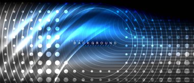 Neon parlayan çizgiler, sihirli enerji uzay ışığı konsepti, soyut arka plan duvar kağıdı tasarımı