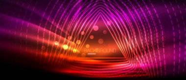 Neon parlayan dalga, sihirli enerji ve ışık arka plan. Duvar kağıdı şablonu, yüksek teknoloji gelecek kavramı