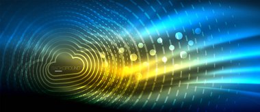 Neon parlayan dalga, sihirli enerji ve ışık arka plan. Duvar kağıdı şablonu, yüksek teknoloji gelecek kavramı