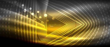 Neon parlayan dalga, sihirli enerji ve ışık arka plan. Duvar kağıdı şablonu, yüksek teknoloji gelecek kavramı