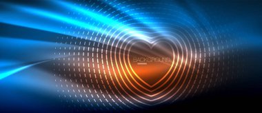 Neon parlayan dalga, sihirli enerji ve ışık arka plan. Duvar kağıdı şablonu, yüksek teknoloji gelecek kavramı