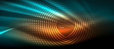 Neon parlayan dalga, sihirli enerji ve ışık arka plan. Duvar kağıdı şablonu, yüksek teknoloji gelecek kavramı