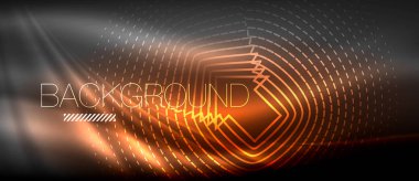 Neon parlayan dalga, sihirli enerji ve ışık arka plan. Duvar kağıdı şablonu, yüksek teknoloji gelecek kavramı