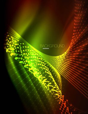 Yumuşak ışık efekti, parlak parlak neon koyu arka plan üzerinde düz çizgiler. Enerji Teknoloji fikir