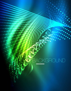 Yumuşak ışık efekti, parlak parlak neon koyu arka plan üzerinde düz çizgiler. Enerji Teknoloji fikir