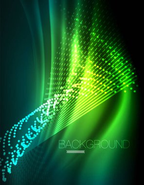 Yumuşak ışık efekti, parlak parlak neon koyu arka plan üzerinde düz çizgiler. Enerji Teknoloji fikir