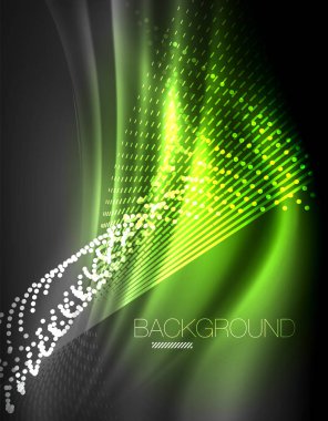 Yumuşak ışık efekti, parlak parlak neon koyu arka plan üzerinde düz çizgiler. Enerji Teknoloji fikir