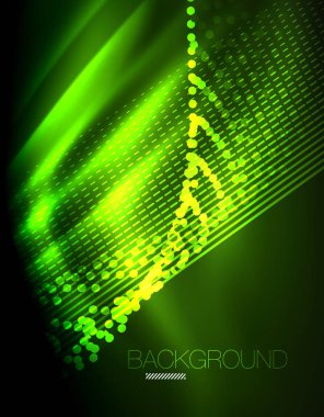 Yumuşak ışık efekti, parlak parlak neon koyu arka plan üzerinde düz çizgiler. Enerji Teknoloji fikir. Vektör çizim