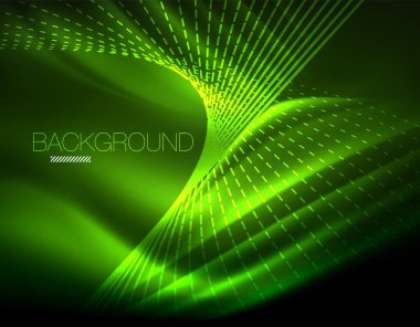 Yumuşak ışık efekti, parlak parlak neon koyu arka plan üzerinde düz çizgiler. Enerji Teknoloji fikir