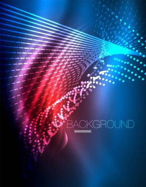 Yumuşak ışık efekti, parlak parlak neon koyu arka plan üzerinde düz çizgiler. Enerji Teknoloji fikir