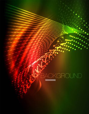 Yumuşak ışık efekti, parlak parlak neon koyu arka plan üzerinde düz çizgiler. Enerji Teknoloji fikir