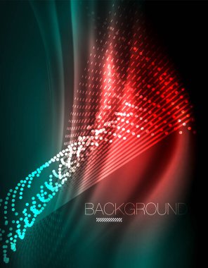 Yumuşak ışık efekti, parlak parlak neon koyu arka plan üzerinde düz çizgiler. Enerji Teknoloji fikir. Vektör çizim