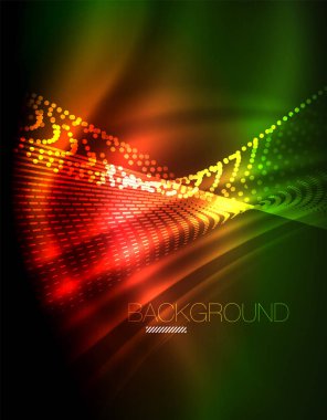 Yumuşak ışık efekti, parlak parlak neon koyu arka plan üzerinde düz çizgiler. Enerji Teknoloji fikir