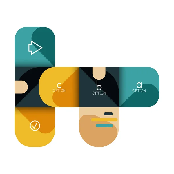 Infografik Option und Schritt für Schritt in abgerundeten Quadraten, Element von Diagramm, Diagramm, Diagramm mit Optionen, Teilen, Prozessen — Stockvektor