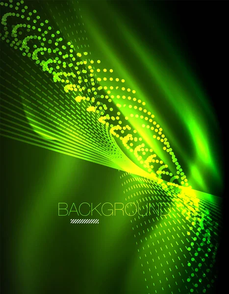 Smooth light effect, straight lines on glowing shiny neon dark background. Energy technology idea — Stock Vector