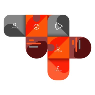 Infographics seçeneği ve adım adım içinde yuvarlak kareler, grafik, grafik, diyagram seçenekleri, parçalar, süreçleri ile unsuru