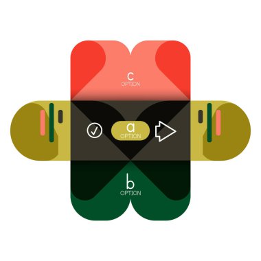 Infographics seçeneği ve adım adım içinde yuvarlak kareler, grafik, grafik, diyagram seçenekleri, parçalar, süreçleri ile unsuru