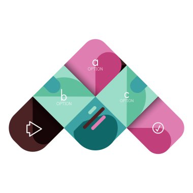 Infographics seçeneği ve adım adım içinde yuvarlak kareler, grafik, grafik, diyagram seçenekleri, parçalar, süreçleri ile unsuru