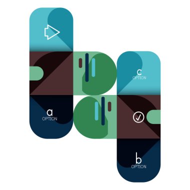 Infographics seçeneği ve adım adım içinde yuvarlak kareler, grafik, grafik, diyagram seçenekleri, parçalar, süreçleri ile unsuru