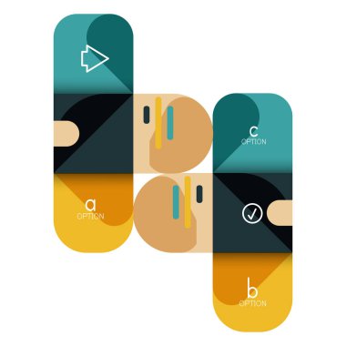 Infographics seçeneği ve adım adım içinde yuvarlak kareler, grafik, grafik, diyagram seçenekleri, parçalar, süreçleri ile unsuru