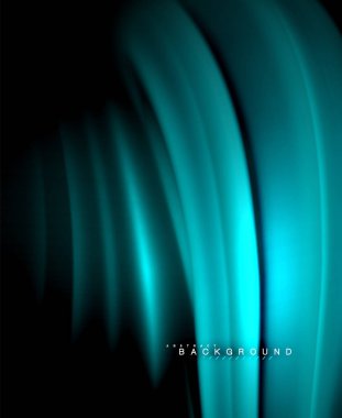 Neon parlayan dalga, sihirli enerji ve ışık arka plan. Vektör duvar kağıdı şablonu