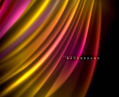 Neon parlayan dalga, sihirli enerji ve ışık arka plan. Vektör duvar kağıdı şablonu