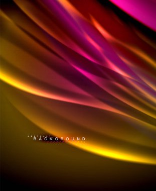 Neon parlayan dalga, sihirli enerji ve ışık arka plan. Vektör duvar kağıdı şablonu