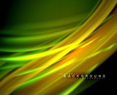 Neon parlayan dalga, sihirli enerji ve ışık arka plan. Vektör duvar kağıdı şablonu