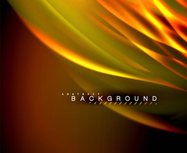 Neon parlayan dalga, sihirli enerji ve ışık arka plan. Vektör duvar kağıdı şablonu