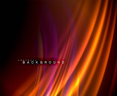 Neon parlayan dalga, sihirli enerji ve ışık arka plan. Vektör duvar kağıdı şablonu