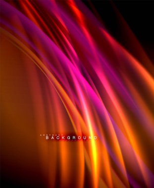 Neon parlayan dalga, sihirli enerji ve ışık arka plan. Vektör duvar kağıdı şablonu