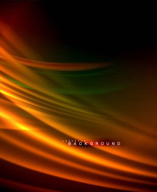 Neon parlayan dalga, sihirli enerji ve ışık arka plan. Vektör duvar kağıdı şablonu