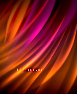 Neon parlayan dalga, sihirli enerji ve ışık arka plan. Vektör duvar kağıdı şablonu