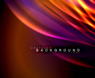 Neon parlayan dalga, sihirli enerji ve ışık arka plan. Vektör duvar kağıdı şablonu