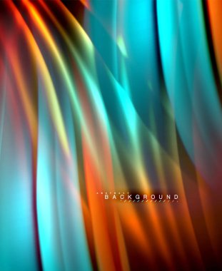 Neon parlayan dalga, sihirli enerji ve ışık arka plan. Vektör duvar kağıdı şablonu